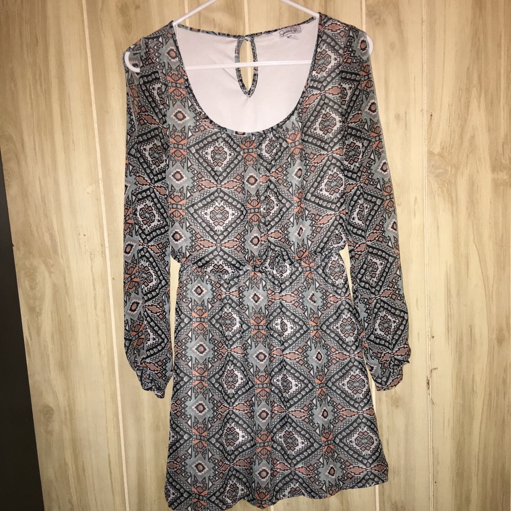 Printed Dress with Open Sleeves